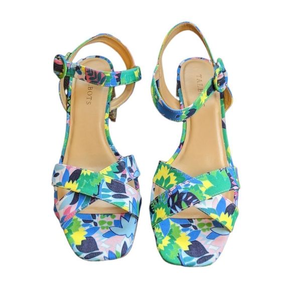 Talbots Shoes - Talbots Siena Rope Heel Sandal, Printed Twill, Size 9, Tropical, Floral, NWOT